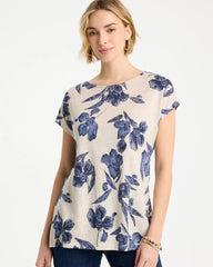 Chico's On Sale River Rock Floral Linen Dolman Tee