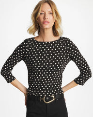 Chico's For Sale Black Polka Dot Pima 3/4 Sleeve Tee