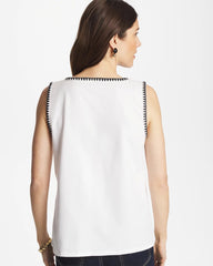 Chico's Online Alabaster Blanket Stitch Contour Cotton™ Square Neck Tank
