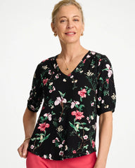 Chico's For Sale Black Kyoto Shirred Elbow Sleeve Tee