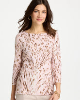 Chico's Sale Alabaster Animal Foiled Pima 3/4 Sleeve Tee