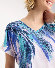 Chico's For Sale Pale Sweet Pea Zenergy® Sicily Splash Drop Shoulder Tee