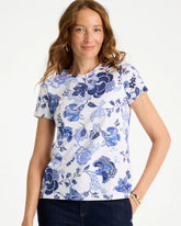 Chico's Sale Passport Blue Jolene Cotton Stretch Cap Sleeve Tee