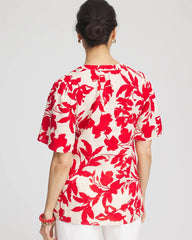 Chico's For Sale Red Glow Floral Linen Popover Shirt