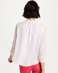 Chico's On Sale Alabaster Cutwork Trim Chiffon Blouse