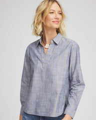 Chico's For Sale Indigo Chambray Striped Soft Popover