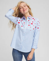 Chico's Online Tidal Blue V-Day Striped Poplin Shirt