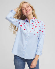 Chico's Online Tidal Blue V-Day Striped Poplin Shirt