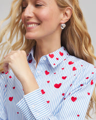Chico's Online Tidal Blue V-Day Striped Poplin Shirt