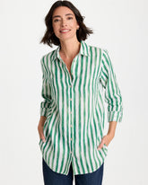 Chico's Outlet Hunter Green No Iron™ Striped Linen Tunic