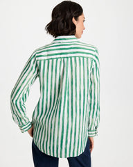 Chico's Outlet Hunter Green No Iron™ Striped Linen Tunic