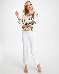Chico's On Sale Hot Honeysuckle Crewneck Satin Bubble Hem Top