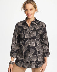 Chico's Online Black No Iron™ Stretch Ginkgo Glory Shirt