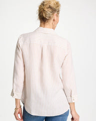 Chico's On Sale Oatmeal No Iron™ Striped Linen Shirt
