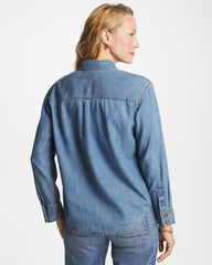 Chico's For Sale Allegro Indigo Classic Collared Tencel Shirt