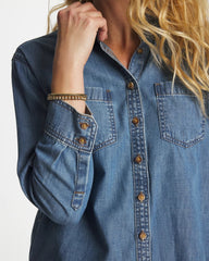 Chico's For Sale Allegro Indigo Classic Collared Tencel Shirt