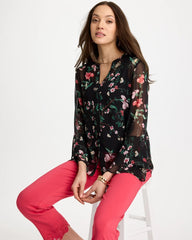 Chico's Online Black Georgette Ruffled Cuff Blouse