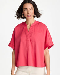 Chico's Sale Hot Honeysuckle Poplin Popover Dolman Top