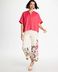 Chico's Sale Hot Honeysuckle Poplin Popover Dolman Top