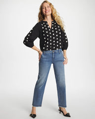 Chico's On Sale Black Textured Polka Dot Blouse