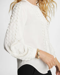 Chico's Outlet Ecru Laser Cut Crinkle Blouse