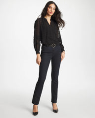 Chico's Discount Black 3D Dot Jacquard Chiffon Blouse