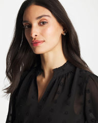 Chico's Discount Black 3D Dot Jacquard Chiffon Blouse