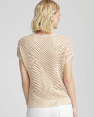 Chico's On Sale Glistening Sand Embroidered Pointelle Pull-Over