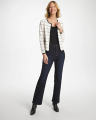 Chico's Online Ecru Contrast Tipped Sweater Blazer