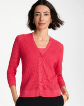 Chico's Online Hot Honeysuckle Stitchy V-Neck Cardigan