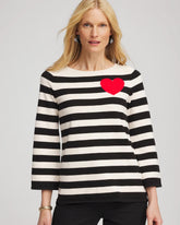 Chico's Outlet English Cream Striped V-Day Pullover