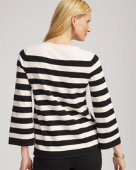 Chico's Outlet English Cream Striped V-Day Pullover