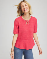 Chico's On Sale Folkloric Red Pullover Peplum Sweater