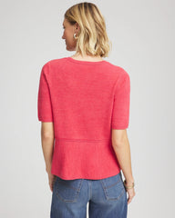 Chico's On Sale Folkloric Red Pullover Peplum Sweater