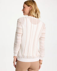Chico's Online Alabaster Striped Stitchy Cardigan
