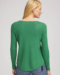 Chico's Outlet Jardin Green Ella V-Neck Pullover Sweater