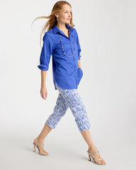 Chico's Sale Amparo Blue Brigitte™ Slim Infinite Lines Capri Pants