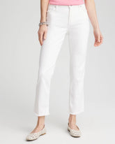 Chico's Discount Alabaster Girlfriend Frayed Cropped No Stain Jeans