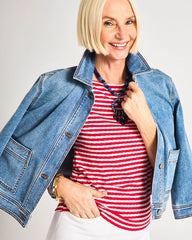 Chico's Outlet Sakura Indigo Denim Cropped Trucker Jacket