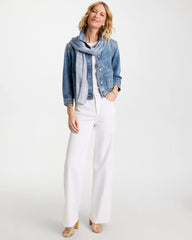 Chico's Outlet Sakura Indigo Denim Cropped Trucker Jacket