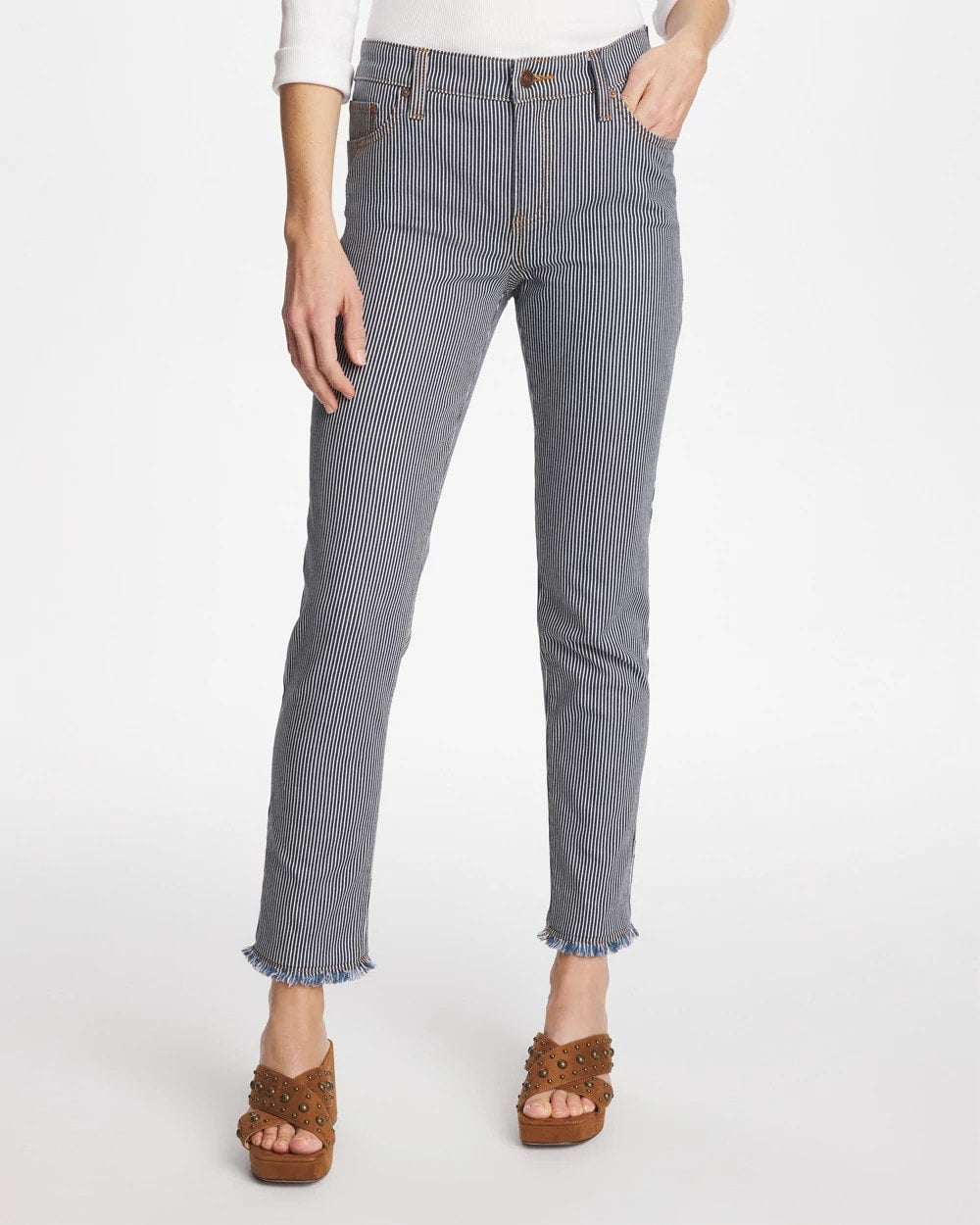 Chico's Online Denim Pinnacle Stripe Girlfriend Ankle Jeans