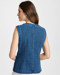 Chico's Online Mist Flower Indigo Tweed Mixed Denim Vest