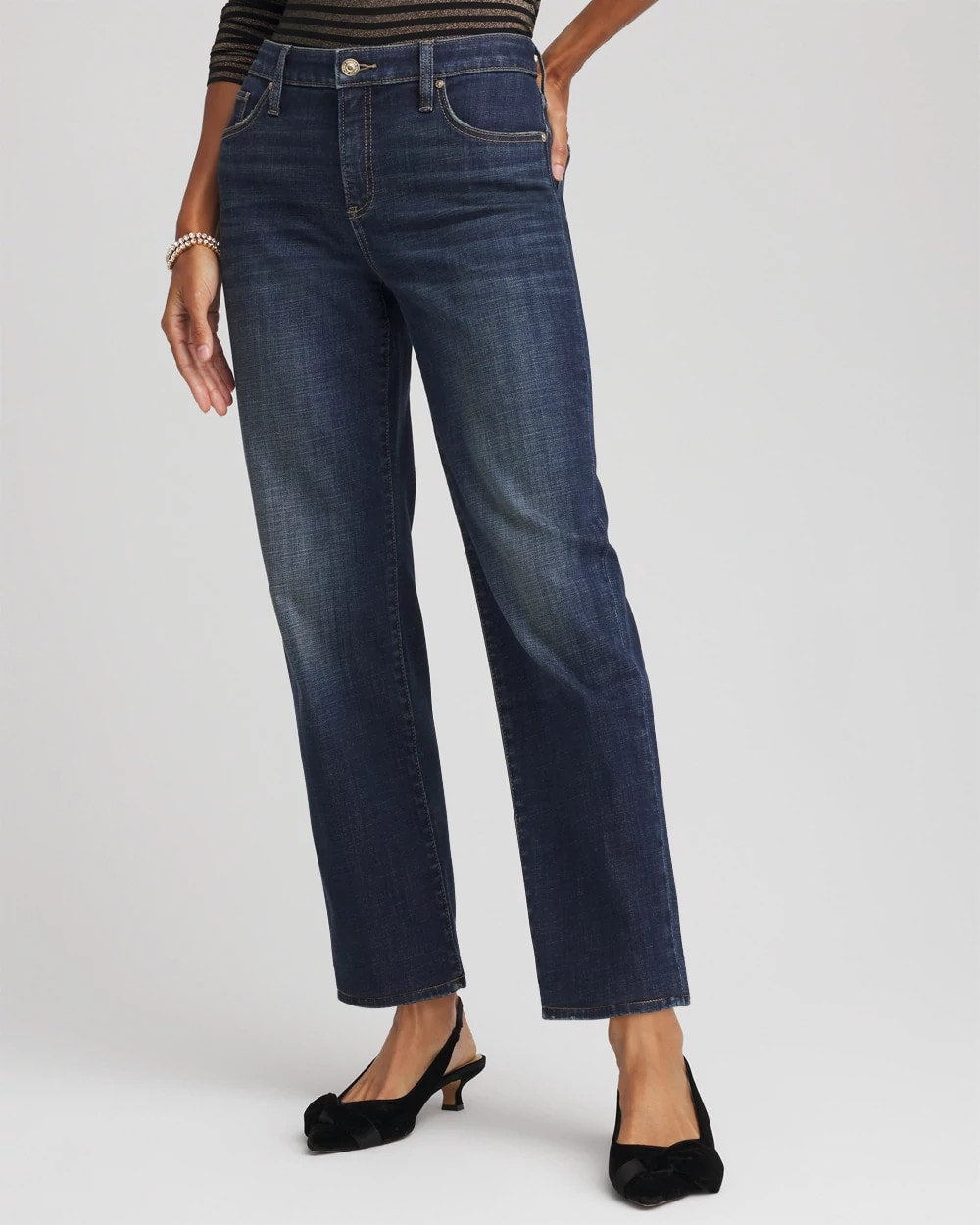 Chico's For Sale Flower Moon Indigo Girlfriend Straight Ankle Jeans