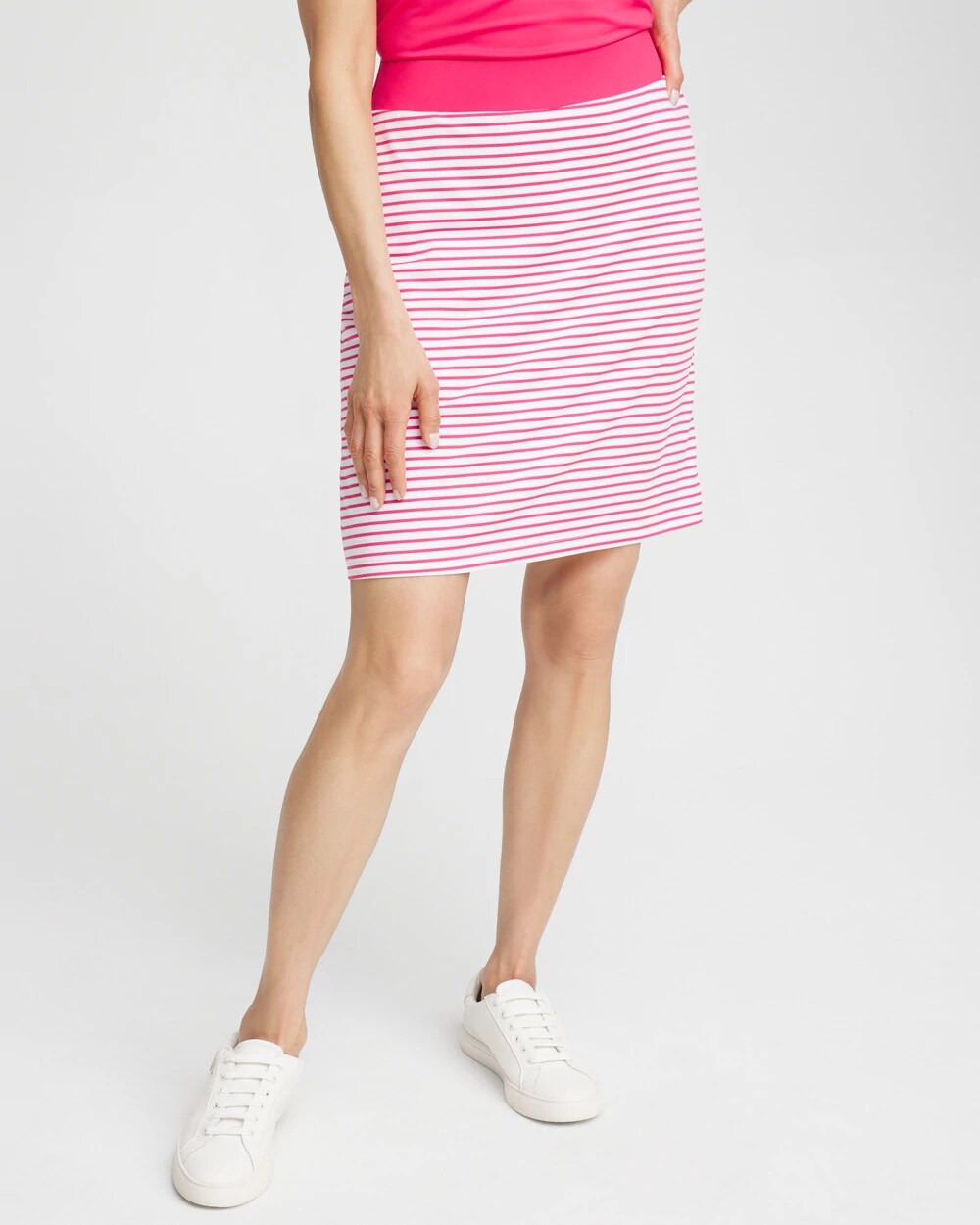 Chico's On Sale Pink Bromeliad Zenergy® UPF Knit Stripe Skort