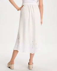 Chico's For Sale Alabaster Alabaster Twill Embroidered Hem Skirt