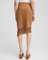 Chico's Discount Burnt Sienna Suede Fringed Asymmetrical Skirt