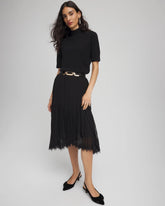 Chico's For Sale Black Pleated Lace Hem Midi Skirt