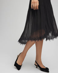 Chico's For Sale Black Pleated Lace Hem Midi Skirt