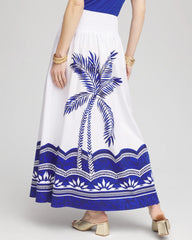 Chico's Sale Alabaster Tropical Smocked Waist Pull-On Skirt