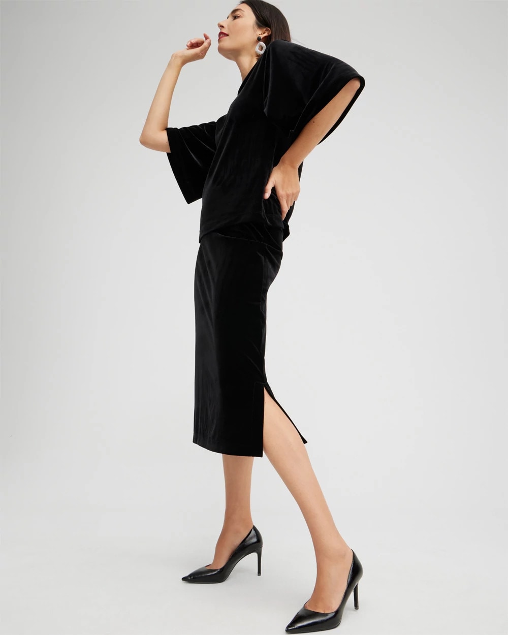Chico's Outlet Travelers Black Travelers™ Velvet Midi Skirt